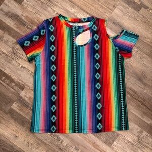 Crazy Train Serape Cold Shoulder Top – Size Small – Western Boutique Style